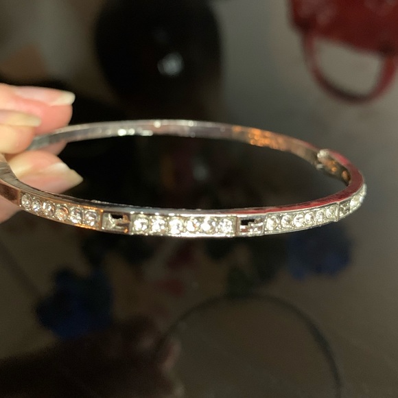 Silver metal round bracelet with diamonds💎 - Picture 5 of 11